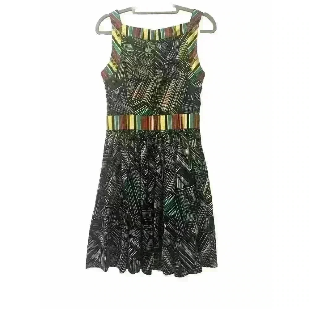 Duro Olowu Womens Size 4 African Print Cotton Sleeveless‎ Fit Flare Dress